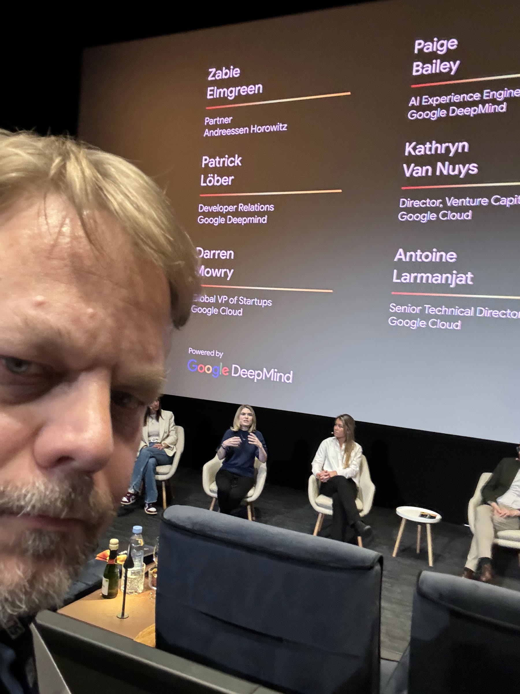 Sami Miettinen with the Google DeepMind panel in the background.